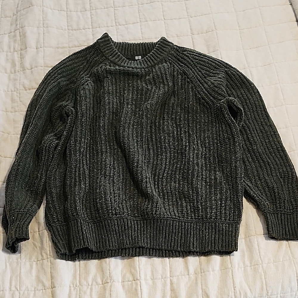Uniqlo Men's Dark Green Crewneck Sweater